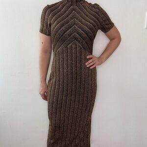 ASOS Black and Gold Midi Dress